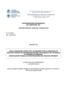 dipartimento servizi condivisi determinazione dirigenziale del