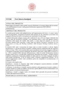 TUTOR Prof. Roberta Bonfiglioli TITOLO DEL PROGETTO