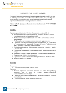 INSERZIONE FOOD MARKET MANAGER Per conto di un nostro