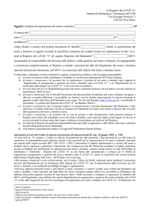 Al Registro del ccTLD “it” Istituto di Informatica e Telematica del