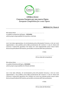 OPERA OGGI Concorso Europeo per una nuova Opera European