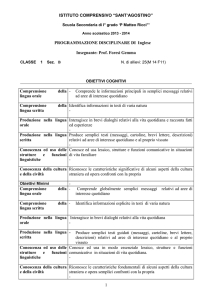 PROGRAMMAZIONE DISCIPLINARE DI Inglese Insegnante