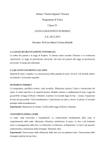 Istituto “Nostra Signora” Pescara Programma di Fisica Classe IV