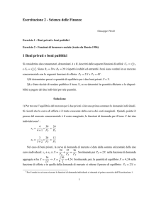 Esercitazione 2 - Scienza delle Finanze 1 Beni privati e beni pubblici