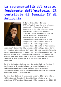 La sacramentalità del creato, fondamento dell`ecologia. Il contributo