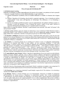 Università degli Studi di Milano - Corso di Sistemi Intelligenti – Prof