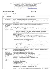 Materia: INFORMATICA Classe: 2D Insegnante: Fabris Anna Maria