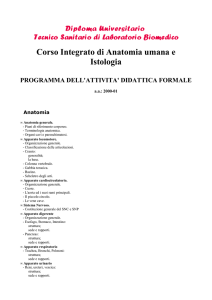 Corso Integrato di Anatomia umana e Istologia PROGRAMMA DELL