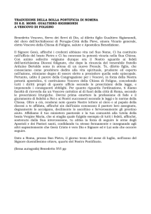 TRADUZIONE DELLA BOLLA PONTIFICIA DI NOMINA DI SE MONS