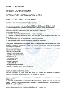 facolta`: economia corso di laurea: economia