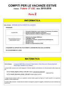 COMPITI PER LE VACANZE ESTIVE