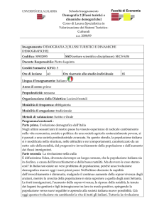 Scheda Insegnamento Demografia 2 [Flussi turistici e dinamiche