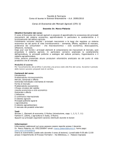 Corso di Economia dei Mercati Agricoli (CFU 3)