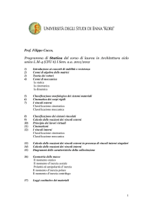 Prof. Filippo Cucco, Programma di Statica del corso di laurea in