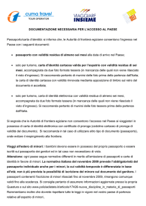 DOCUMENTAZIONE NECESSARIA PER L