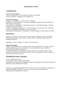 PROGRAMMA SVOLTO ANTROPOLOGIA L`uomo tra natura e cultura