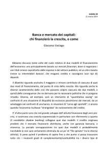 Banca e mercato dei capitali: chi finanzierà la crescita, e come
