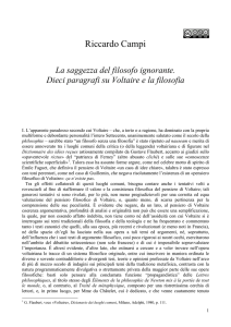La saggezza del filosofo ignorante. Dieci paragrafi su Voltaire e la