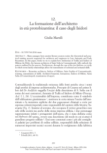 La formazione dell`architetto in età protobizantina: il