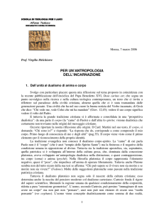 per un`antropologia dell`incarnazione