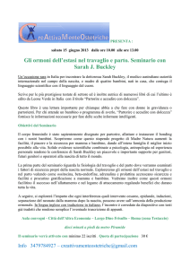 Gli ormoni dell`estasi nel travaglio e parto. Seminario con Sarah J