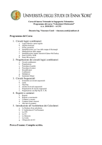 Programma del Corso 1. Circuiti logici combinatori 2. Progettazione