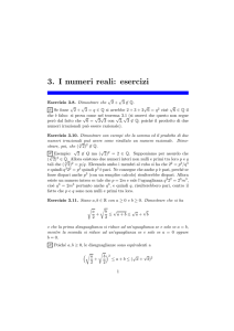 3. I numeri reali: esercizi - Corso Integrato di Matematica