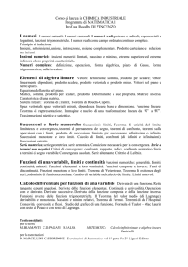 Funzioni di una variabile, limiti e continuità Funzioni numeriche