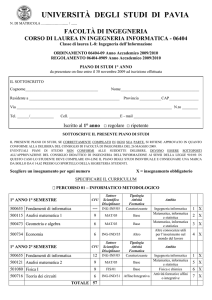 1° anno - Università degli studi di Pavia