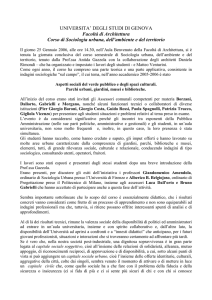 Corso di sociologia urbana applica agli aspetti