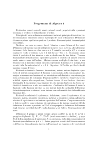 Programma di Algebra 1