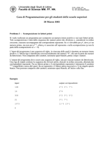 Problema 3 Scomposizione in fattori primi