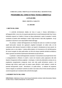 programma del corso di fisica tecnica ambientale