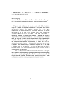 l`artigiano fra impresa, lavoro autonomo e lavoro subordinato