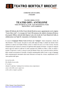 teatri off: antigone - Teatro Bertolt Brecht