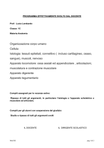 Organizzazione corpo umano Cellula Istologia: tessuti epiteliali
