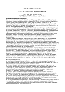 PSICOLOGIA CLINICA (6 CFU/48 ore)