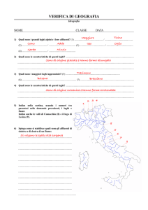 Soluzione della verifica di Geografia sull`idrografia dell`Italia