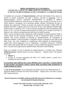 PRIMA ISCRIZIONE ALL`UNIVERSITA` (ANCHE NEL CASO IN CUI