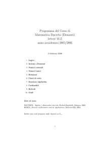 Programma del Corso di Matematica Discreta (Elementi) lettere M