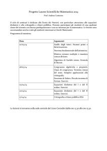 Progetto Lauree Scientifiche Matematica 2014