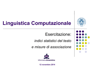Esercitazione: indici statistici del testo e misure di associazione