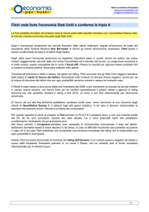 Fitch vede forte l`economia Stati Uniti e