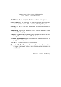 Programma di Laboratorio di Informatica Laurea in Fisica, I   anno I