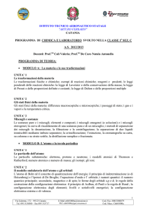 PROGRAMMA DI CHIMICA E LABORATORIO SVOLTO NELLA