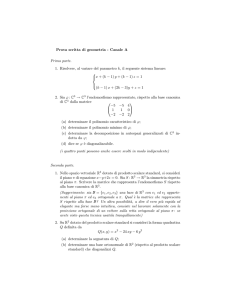 Prova scritta di geometria - Canale A Prima parte. 1. Risolvere, al