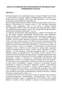 PROGETTO DI SCREEENING PER L`INDIVIDUAZIONE DEI PRE