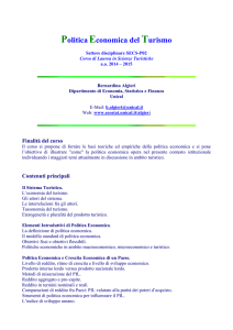 Programma Politica Economica del Turismo per Scienze Turistiche
