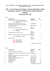 LM - Corso di laurea interclasse - Scienze filosofiche e della