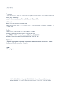 LUIGI OLMO Formazione Laurea specialistica a pieni voti in